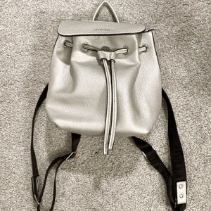 Topshop Silver Metallic Backpack with Drawstrings